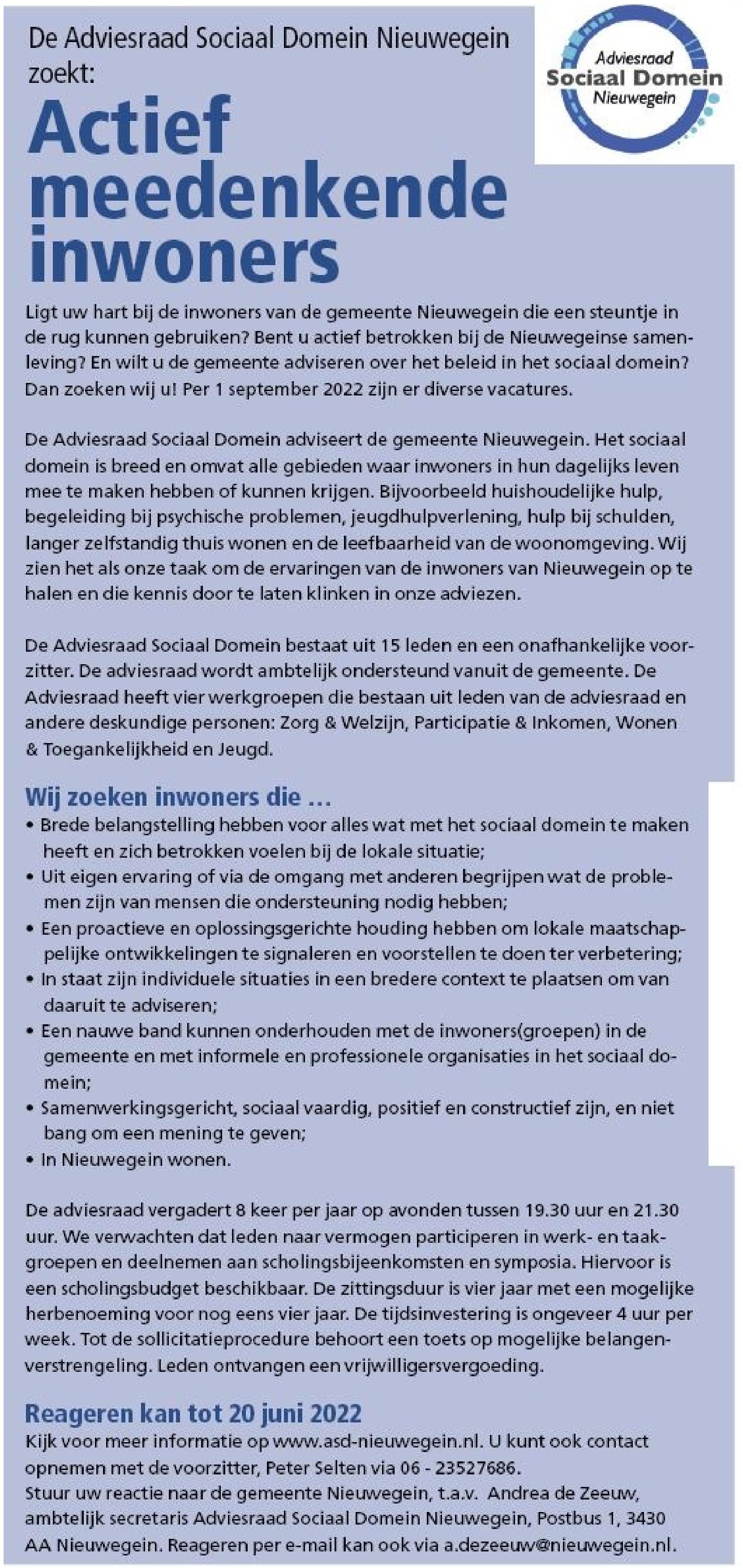 vacature soc. domein.